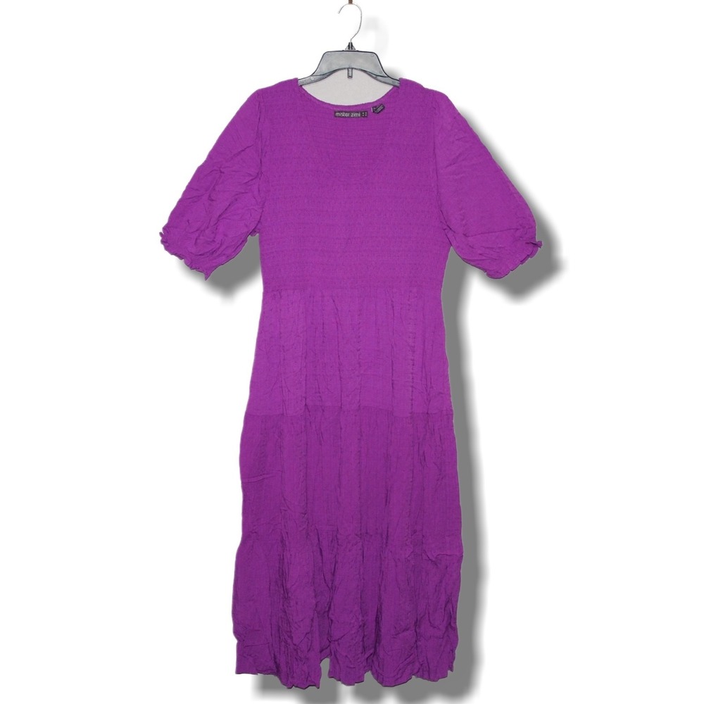 MISTER ZIMI Womens US 12 Purple Tiered Dress Viscose